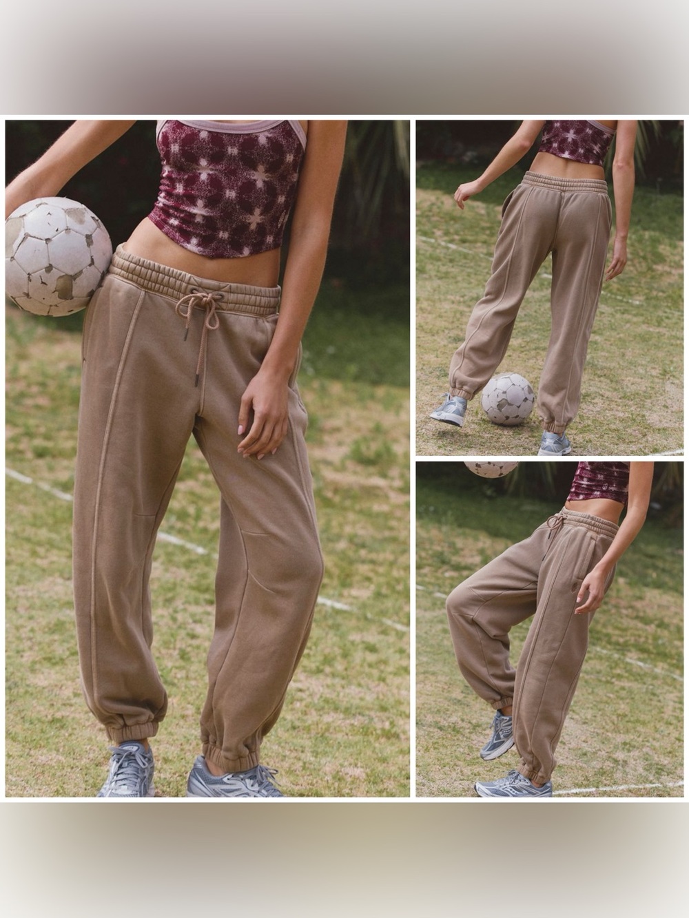 NWOT Free People FP Movement Sprint To The Finish Pants- hickory taupe brown - L